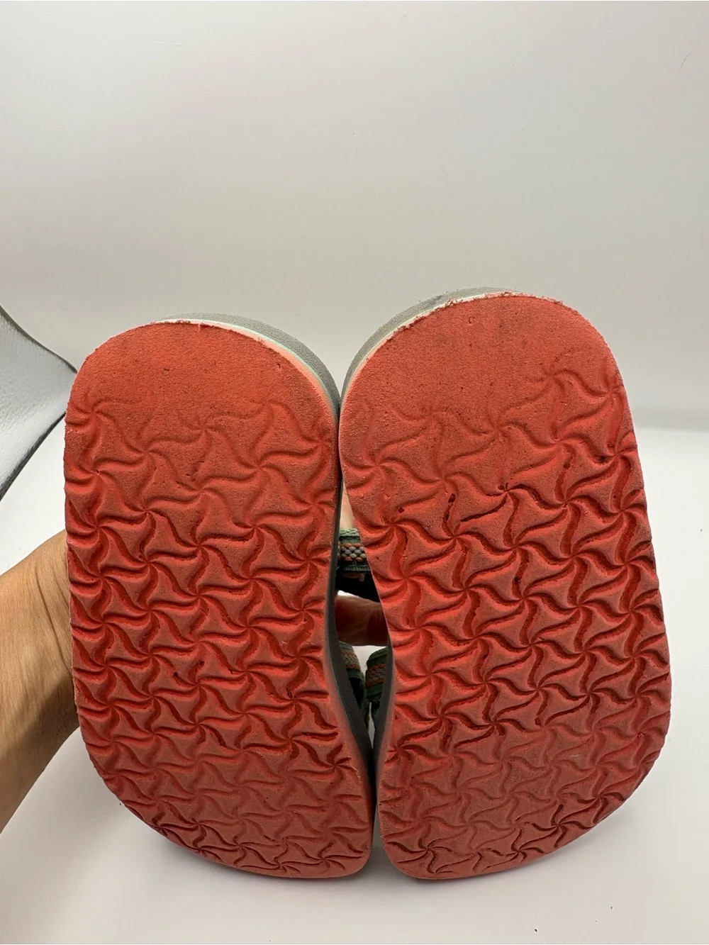 Teva Kids Olive Green and Coral Cross-Strap Sandals